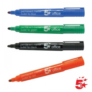 5 Star Office Permanent Marker 2mm Bullet Tip 12pk